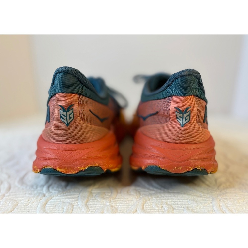 Hoka‎ Speedgoat 5 Mens Size 9B Trail Running Shoes Teal Orange Vibram - Picture 10 of 12
